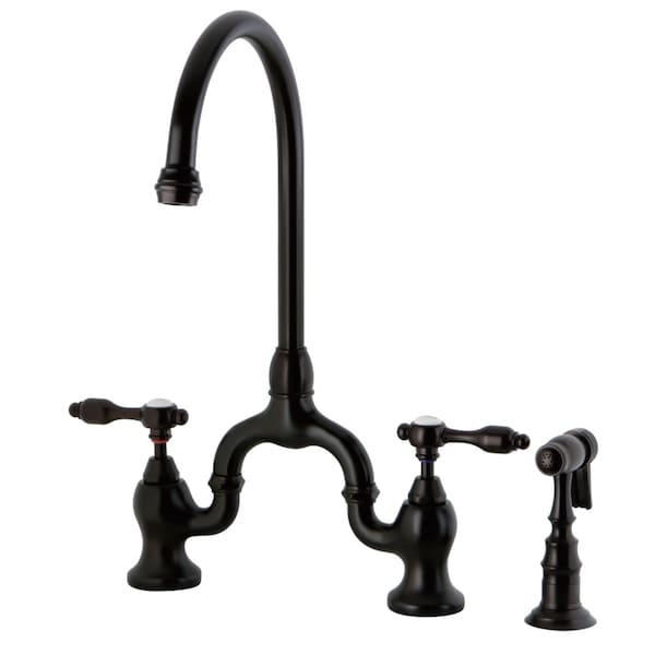 KS7795TALBS Bridge Kitchen Faucet W/ Brass Sprayer, Oil Rubbed Bronze